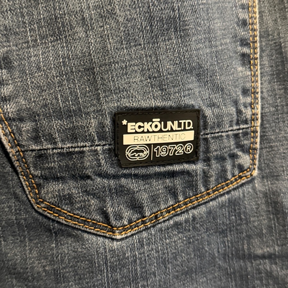 Ecko Unltd Straight Fit Moto Carpenter Jeans W36 Blue Denim Heavy Stitch Workwea